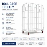 Chariot pliable en acier pour cage à roulettes, chariot logistique d'entrepôt pour le transport de marchandises