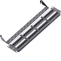 Panneau de brassage 24 ports 1U 19 pouces Cat6 UTP RJ45 avec coupleur traversant et barre de gestion de câbles intégrée pour rack de serveur et réseau de bureau