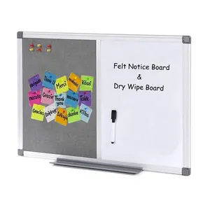 Hohe qualität wand montiert kombination weiß bord und grau stoff ankündigung board mit stift tablett