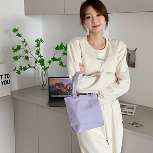 Túi Tote đựng đồ tạp hoá bằng vải <span class=keywords><strong>canvas</strong></span> thân thiện với môi trường, in logo tùy chỉnh, chất liệu cotton trơn, dành cho nữ, có nhiều ngăn - Product Image 6