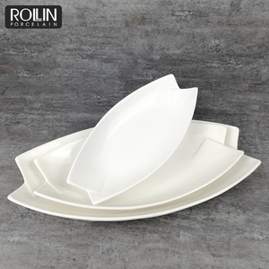Juego de vajilla Rectangular de cerámica blanca para Hotel, platos grandes de 11 pulgadas con forma de hoja profunda, vajilla de porcelana para Pasta - Product Image 2
