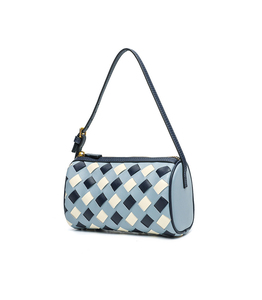 Bolsos de Hombro de Cuero Tejido Personalizados de Moda, Bolsos de Mano de Marcas Famosas con Cierre de Cremallera y Diseño de Diamantes para Mujer - Product Image 1