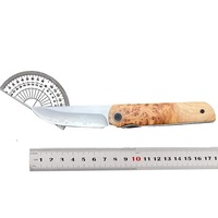 Couteau de poche artisanal en bois de thuya avec lame en acier à 3 couches, petit couteau pliant professionnel, collection cadeau pour hommes