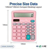 Calculatrice de bureau M-28 rose avec circuit imprimé, 12 chiffres, double alimentation, grand écran, touches confortables, base antidérapante