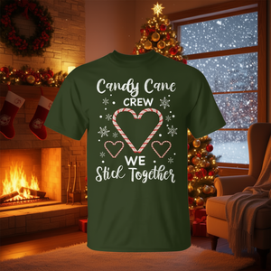 Camiseta familiar navideña con diseño de Candy Cane Crew Heart, top de pijama navideño - Product Image 3