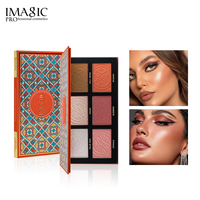 Palette de maquillage pour le visage 6 couleurs, contour, blush, illuminateur, fini mat, poudre cuit, haute pigmentation, look naturel glamour au quotidien