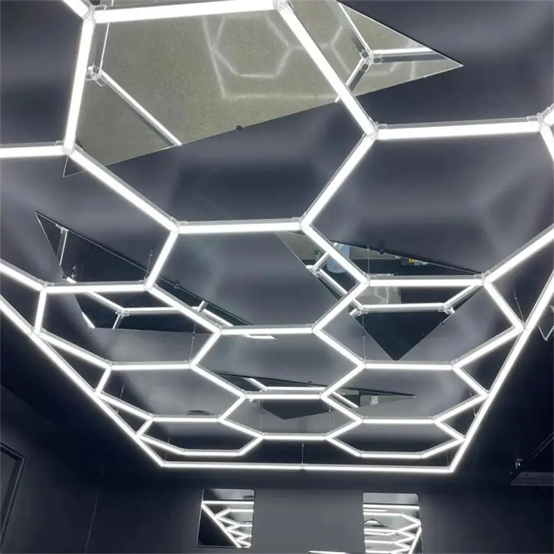 Luz de trabalho hexagonal para garagem, fácil de instalar, favo de mel, luz LED de teto, luz LED decorativa