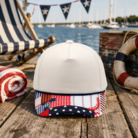 Gorra de Béisbol Personalizada de 5 Paneles, con Cierre a Presión, Diseño Americana con Estampado de Estrellas, Visera Ajustable, Unisex, Estilo Retro