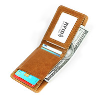 Portefeuille fin en cuir véritable avec pince à billets et porte-cartes pour homme, vente en gros sur mesure en usine