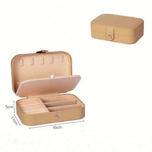 Estuche de Viaje Pequeño de Cuero PU para Joyas, Doble Capa, Portátil, Mini, para Guardar Aretes y Anillos, para Mujeres y Niñas - Product Image 1
