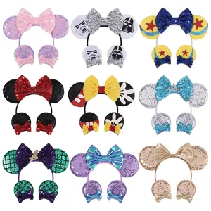 Y0031 Prinzessin Haarschmuck Pailletten Bowknot Cartoon Haarband für KIds Mädchen Haars pange Maus Ohren Stirnband für Kinder