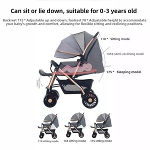 Cochecito de Bebé Plegable de Metal con <span class=keywords><strong>Cuatro</strong></span> Ruedas y Amortiguación, Diseño Ligero para Bebés de 0 a 6 <span class=keywords><strong>Meses</strong></span>, Uso en Exteriores - Product Image 1