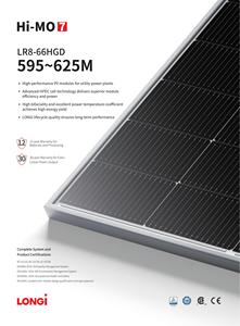 Panel Solar Fotovoltaico LONGi HiMO 7 LR8-66HGD N-Type TOPCon Bifacial de 595W-625W con Certificación CE 595~625M - Product Image 4