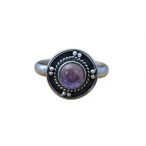 Bague en argent sterling 925 avec pierre précieuse améthyste, tendance, chrétienne, faite à la main, antique, bijoux fins certifiés - Product Image 1