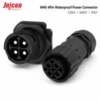 Connecteur étanche M40 4 broches 120A 600V à verrouillage baïonnette IP67, prise d'alimentation circulaire pour chargeur de VE, certifié UL TUV CE