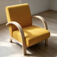 Chaise de salon en bois massif de style moderne avec revêtement en tissu de lin, fauteuil paresseux populaire pour salon – Offre spéciale