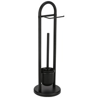 Ensemble de salle de bain multifonctionnel 2 en 1 de style moderne, brosse de toilette noire et porte-rouleau pour la cuisine et l'hôtel