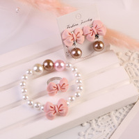 Collier, bracelet et boucles d'oreilles de princesse pour femmes et enfants en gros, imitation perle en résine, mignon dessin animé, papillon, chaîne de perles