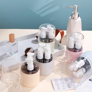 Empty Mini 4 In 1 Plastic Cosmetics Bottles Travel Set Travel Jars Set