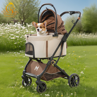 Poussette pour animaux de compagnie EUR PET personnalisée, pliable, pour chiens et chats, avec 4 roues détachables et panier pour un seul animal