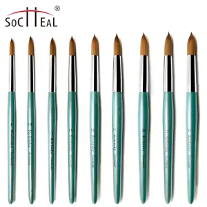 Nouvel arrivage stylo cristal à poignée en bois vert 100% pur Kolinsky brosse à ongles acrylique brosse 3D brosse pour Nail Art professionnel #8-#24