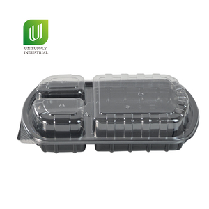 Take Away Food Boxes Disposable Lunch Box 44oz 3 Compartment Bento Box with Lid