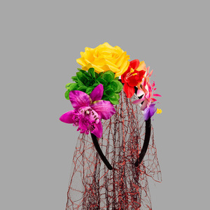 ヘアアクセサリーハロウィンカラフルフラワースカルヘアバンドHAIRBAND CROWNS & WREATHS & TIARAS GOTHIC <span class=keywords><strong>CROWN</strong></span> - Product Image 4