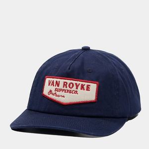 Casquette Snapback non structurée à 5 panneaux avec logo personnalisé OEM, visière légèrement incurvée, bleu foncé, coton, broderie, patch - Product Image 4