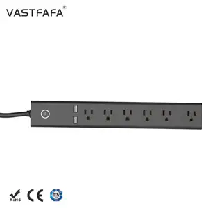 New Design overload protection power strip surge protector with 6 outlets with type-c