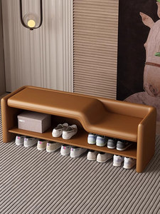 Banc à chaussures en bois réglable haut-bas, style Art Moderne, avec revêtement en tissu, pour salon, idéal pour l'interaction parent-enfant - Product Image 4