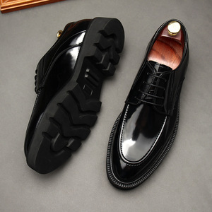 Zapatos Monk Nuevos con Forro de Cuero Estilo Británico, Punta Cuadrada, Formales de Negocios, Transpirables, Antideslizantes, Ligeros para Hombre, con Cordones - Product Image 3