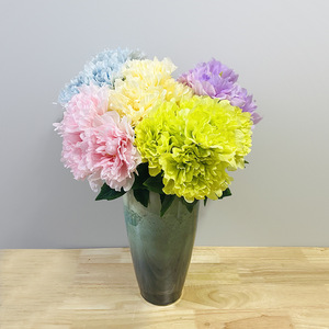 Ramo de Peonías Artificiales de 5 Cabezas, 40 cm, Morado, Azul, Amarillo, Decoración para Bodas y Hogar - Product Image 2