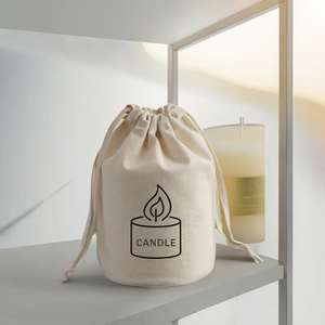 Custom Logo Printed Eco-Friendly Muslin <b>Drawstring</b> Gift Bag Recyclable Cotton Candle Cup Bottom <b>Pouch</b> for Candy Makeup 4 Made - Product Image 3