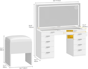 Bedroom Classic <strong>Dressing</strong> <strong>Table</strong> <strong>with</strong> LED <strong>Mirror</strong> Modern Standing Vanity <strong>Dressing</strong> <strong>Table</strong> <strong>with</strong> <strong>Lights</strong> for Bedroom and Apartment Use - Product Image 2