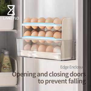 LANZYLO Three-Layer L-Shaped Non-Folding Plastic Standing Type <strong>Egg</strong> Holder for Fridge 30-<strong>Egg</strong> Food-Safe Storage <strong>Rack</strong> for Kitchen - Product Image 1