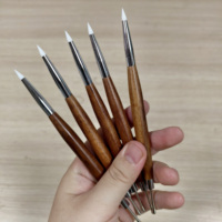 Stylo de modelage et de pointillage pour ongles, design bois de santal rétro, double tête en silicone et métal, stylo de gaufrage pour ongles, pinceau à ongles pour salon