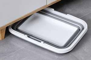 Panier de rangement pliable rectangulaire en plastique avec poignée pour le camping, les pique-niques et les courses - Rangement extérieur durable - Product Image 5