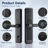 Serrure intelligente Tuya Wifi pour porte en bois, clavier électronique à empreintes digitales, serrure de porte numérique Ttlock