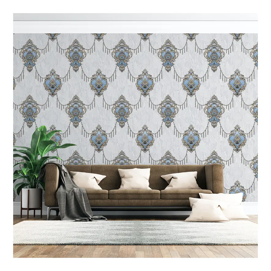 1.06m nouveau Design revêtement mural avec paillettes PVC vinyle papier peint damassé papier peint rouleaux Chine papier peint fabricant pas cher prix