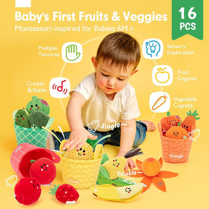 Giocattoli Sensoriali per Neonati: I Miei Primi Frutti e Verdure, Gioco di Classificazione Colori con Sonaglio, Regalo Montessori per Bambini e Bambine, Giocattolo di Peluche a Forma di Frutta - Product Image 5