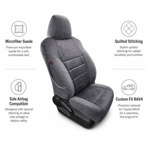 Fundas <span class=keywords><strong>de</strong></span> Asiento <span class=keywords><strong>de</strong></span> Coche EKR en Gamuza Gris, Cuero <span class=keywords><strong>de</strong></span> Microfibra con Costuras Acolchadas, Compatibles con Airbag, para Toyota RAV4, Venta al Por Mayor Directa <span class=keywords><strong>de</strong></span> Fábrica - Product Image 3