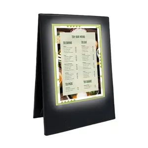 Soporte de menú de cuero 2 View Table Tent LED menu holder display LED menu Board