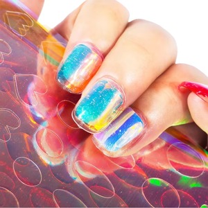 Autocollants pour ongles en PVC fin brillant Aurora Ice Glass, grands autocollants holographiques laser imperméables pour la décoration des ongles - Product Image 4