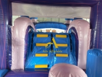 Maison de rebond d'arrière-cour violette avec toboggan gonflable commercial Combo château sautant trampoline gonflable avec toboggan