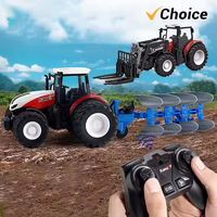 Tracteur agricole télécommandé 2,4 GHz 1/24 avec lumières LED, modèle de véhicule d'ingénierie agricole, jouet pour enfants