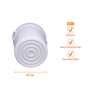 160L PP Plastic Waterproof Eco-Friendly Lightweight Durable Storage <b>Bucket</b> <b>with</b> <b>Lid</b> and Handle for Home Kitchen Shop - Product Image 2
