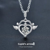 Collier en forme de flèche de Cupidon en diamant taillé au Mozambique, style professionnel, pour femmes, chaîne croisée en argent sterling 925, 2,7 g, personnalisé et créatif