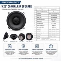 Haut-parleur coaxial professionnel 2 voies de 5,25 pouces pour voiture avec tweeter, 40 watts, pleine gamme, support de projet OEM, vente en gros