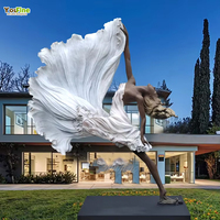 Sculpture de danseuse en bronze YouFine, robe blanche, statue pour décoration extérieure de jardin, cour, hôtel, villa, parc