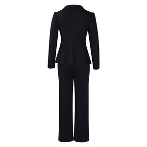 Costume élégant pour femmes, blazer à volants et pantalon large, tenue de travail formelle - Product Image 1
